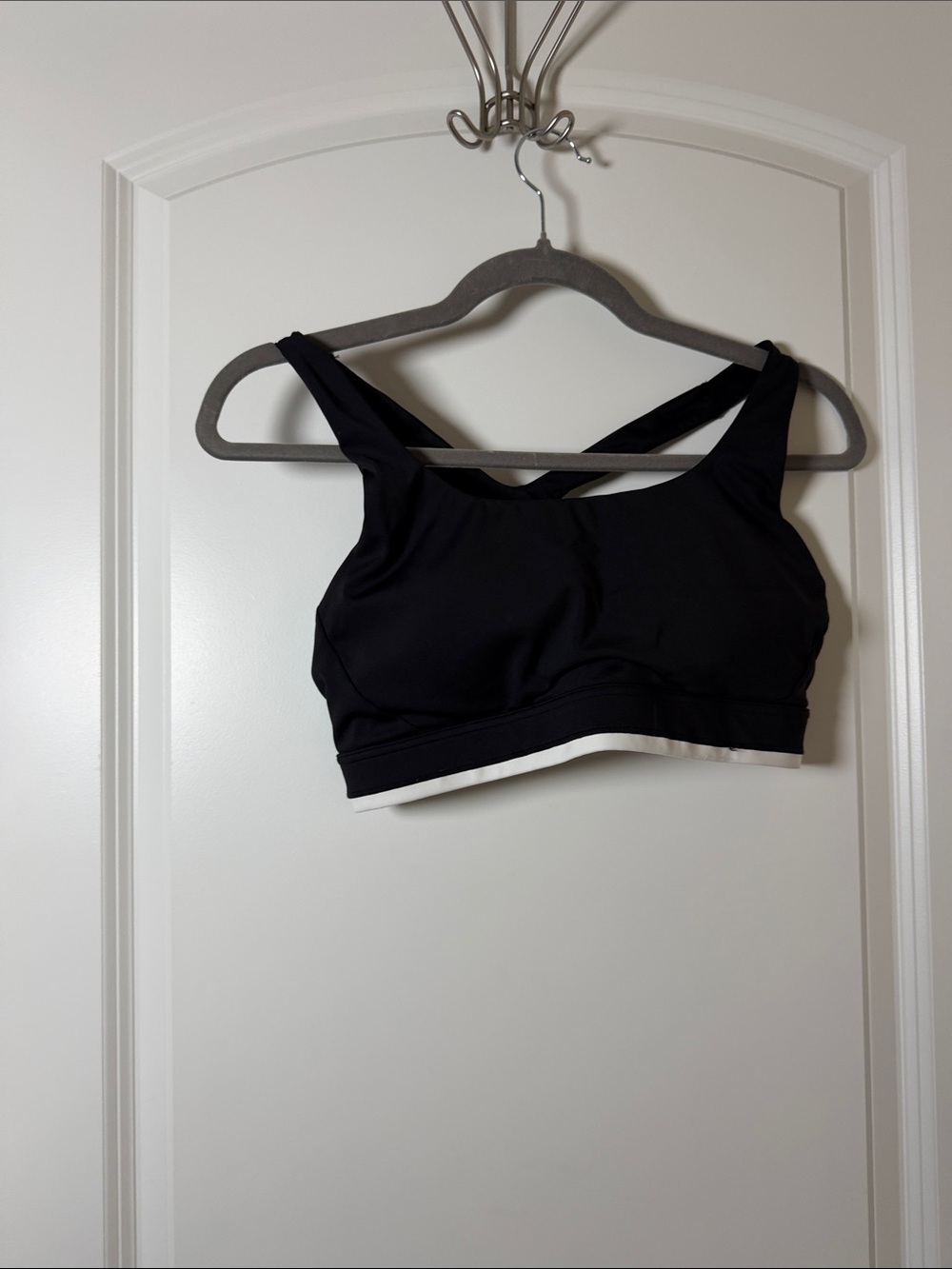 Athleta Black Sports Bra with White Hem